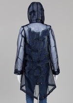 Load image into Gallery viewer, Navy Organza Anorak Sheer Long Sleeve Jacket with Applique Back (2)
