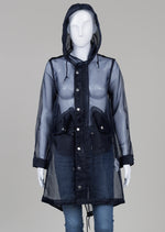 Load image into Gallery viewer, Navy Organza Anorak Sheer Long Sleeve Jacket with Applique Back (2)
