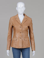 Load image into Gallery viewer, Danier Camel Leather Blazer (XS)
