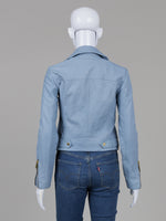 Load image into Gallery viewer, Michael Michael Kor Light Blue Leather Motorcyle Jacket (XS)
