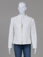 Load image into Gallery viewer, Lafeyette 148 White Jacquard Zip Jacket (12)
