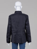 Load image into Gallery viewer, Eileen Fisher Black Taffeta Zip Front Blazer (L)
