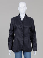 Load image into Gallery viewer, Eileen Fisher Black Taffeta Zip Front Blazer (L)
