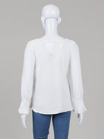 Load image into Gallery viewer, Massimo Dutti White V-neck Long Sleeve Blouse with Ruffled Cuff (S)
