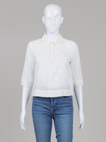 Load image into Gallery viewer, Chloe Crème 3/4 Sleeve Half Placket Blouse (36)
