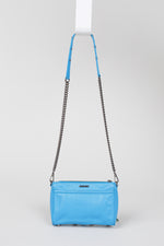 Load image into Gallery viewer, REBECCA MINKOFF cerulean blue leather crossbody bag w/ chain strap
