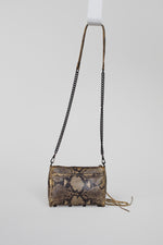 Load image into Gallery viewer, REBECCA MINKOFF Snakeskin print Leather crossbody bag w/ chain strap
