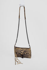 Load image into Gallery viewer, REBECCA MINKOFF Snakeskin print Leather crossbody bag w/ chain strap
