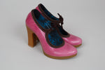 Load image into Gallery viewer, FLY London Pink leather pump w/ brown suede lace detail (37).
