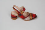 Load image into Gallery viewer, L’Artiste by SPRING STEP red leather &amp; lace t-strap block heel (40).
