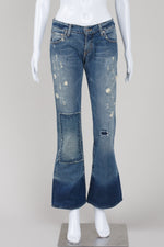 Load image into Gallery viewer, Chip and Pepper low rise distressed denim flares (26)
