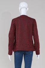 Load image into Gallery viewer, Kozan black and cerise striped zipped jacket (S)
