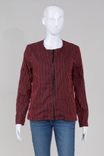 Load image into Gallery viewer, Kozan black and cerise striped zipped jacket (S)
