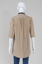 Load image into Gallery viewer, rag &amp; bone tan and black button front tunic shirt (XS) New w/tag ($355)
