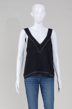 Load image into Gallery viewer, Alice McCall black with white top stitching V-neck sleeveless top (6)
