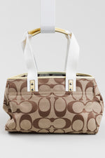 Load image into Gallery viewer, Coach signature woven jacquard fabric tote bag in khaki and yellow
