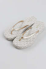 Load image into Gallery viewer, Michael Kors Lilo platform flip-flops in vanilla and pale gold (7)
