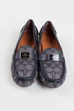 Load image into Gallery viewer, Coach Mona Driver loafers in black and charcoal signature jaquard pattern (7)
