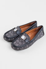 Load image into Gallery viewer, Coach Mona Driver loafers in black and charcoal signature jaquard pattern (7)
