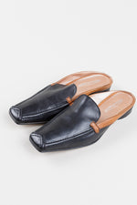 Load image into Gallery viewer, Stephane de Raucourt black and brown leather square toe mules (7)
