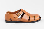 Load image into Gallery viewer, Vero Cuoio medium brown leather strappy sandals with stitching detail (44)
