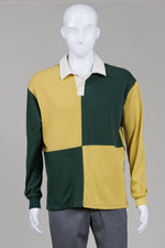 Load image into Gallery viewer, House of Sunny Mustard &amp; Green Long Sleeve Polo T  (S)
