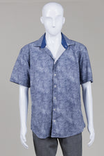 Load image into Gallery viewer, Bugatchi Shaped Fit Short-Sleeve Blue Mini Paisley Print Shirt

