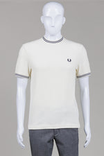 Load image into Gallery viewer, Fred Perry Ecru Ribbed Jersey T-shirt (S) *new with tags $115
