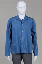 Load image into Gallery viewer, Rue de Tokyo Blue Print Long Sleeve Patch Pocket Shirt (L) *new with tags $225
