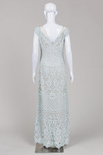 Load image into Gallery viewer, Tadashi Shoji Mint Green on Beige Lace Full Length Dress (8)

