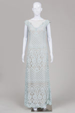 Load image into Gallery viewer, Tadashi Shoji Mint Green on Beige Lace Full Length Dress (8)
