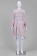 Load image into Gallery viewer, Amodediosa Women's Light Mauve Semi Sheer Long Sleeve Dress with Beading Detail
