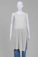 Load image into Gallery viewer, Eileen Fisher Women's Ecru Sleeveless Knit Shirt Tunic with Side Slits (S)
