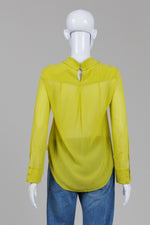 Load image into Gallery viewer, BCBGMaxAzria acid yellow long sleeve popover blouse (XS)

