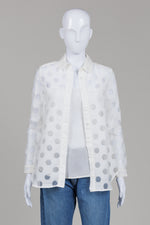 Load image into Gallery viewer, Burberry White Burnout Dot Long Sleeve Shirt and Cami (2)
