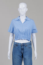 Load image into Gallery viewer, La piccola Creativa Women's Cashmere Blue Short Sleeve Pop Over Top (S)
