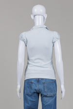Load image into Gallery viewer, Burberry Brit Women's Ice Blue Polo T-shirt with Short Puff Sleeve (XS)
