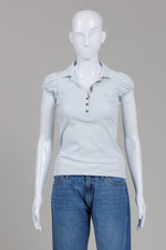 Load image into Gallery viewer, Burberry Brit Women's Ice Blue Polo T-shirt with Short Puff Sleeve (XS)
