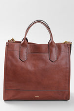 Load image into Gallery viewer, FOSSIL mahogany brown leather satchel bag w/ magnetic button closure
