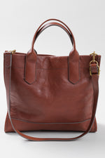 Load image into Gallery viewer, FOSSIL mahogany brown leather satchel bag w/ magnetic button closure
