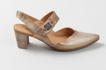 Load image into Gallery viewer, FRANCE MODE leather pointed slingback w/ velcro closure and metallic crackle detail (39)
