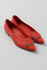 Load image into Gallery viewer, NAPOLEONI red leather pointed flat, made in Italy (37)
