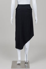 Load image into Gallery viewer, Helmut Lang Black High Low Midi Skirt with Pockets (8)
