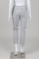 Load image into Gallery viewer, Elissia Light Grey Jogger Style Pant with Silver Thread Embellishment down side (S)
