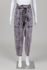 Load image into Gallery viewer, Ulla Johnson Purple Black Acid Wash Jeans with Self Belt (2)
