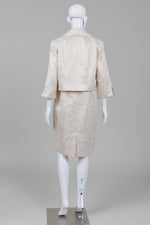 Load image into Gallery viewer, Gina Bacconi for Laura white &amp; gold dress and bolero set with floral jacquard pattern (12)
