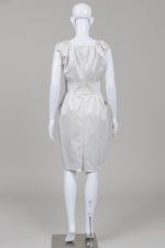 Load image into Gallery viewer, Eley Kishimoto Off White Cap Sleeve dress with gathered neckline and structured fabric (4)
