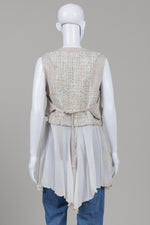 Load image into Gallery viewer, Elisa Cavaletti Crème sequin boucle tweed vest bodice and chiffon skirt (M)
