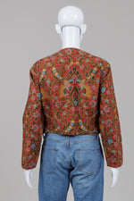 Load image into Gallery viewer, Sunset Rose metallic beaded paisley bolero style jacket (L)
