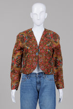 Load image into Gallery viewer, Sunset Rose metallic beaded paisley bolero style jacket (L)
